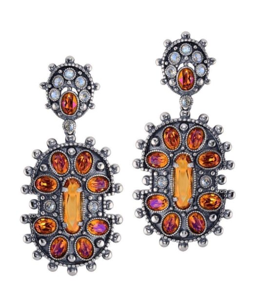 Pendientes étnicos cristales Swarovski de plata de primera ley
