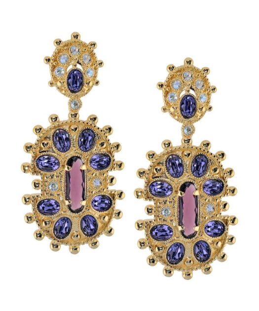 Pendientes étnicos dorados con cristales de Swarovski