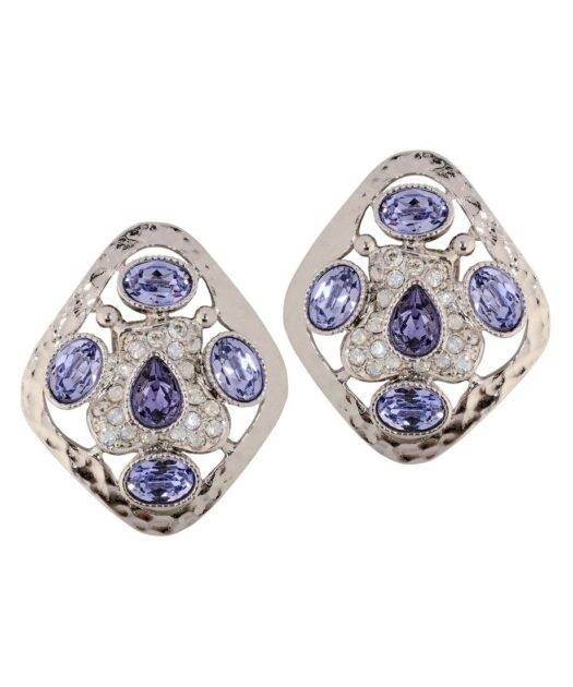 Pendientes étnicos escudo plata con cristales Swarovski