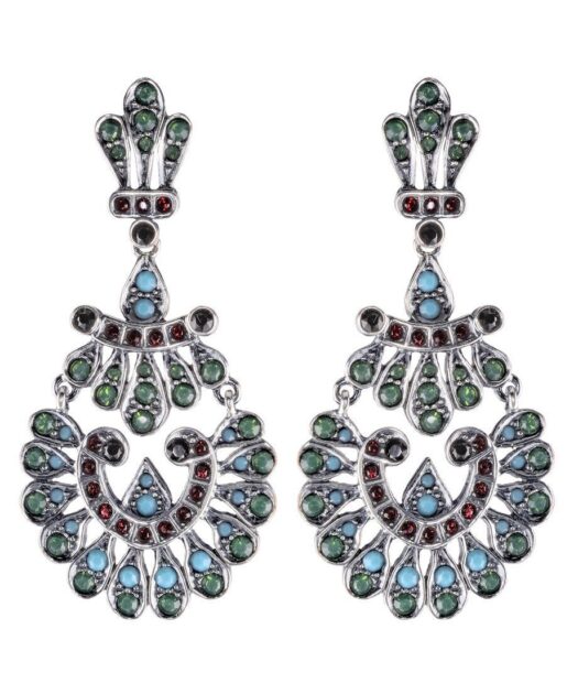 Pendientes étnicos plata vieja con Swarovski Elements