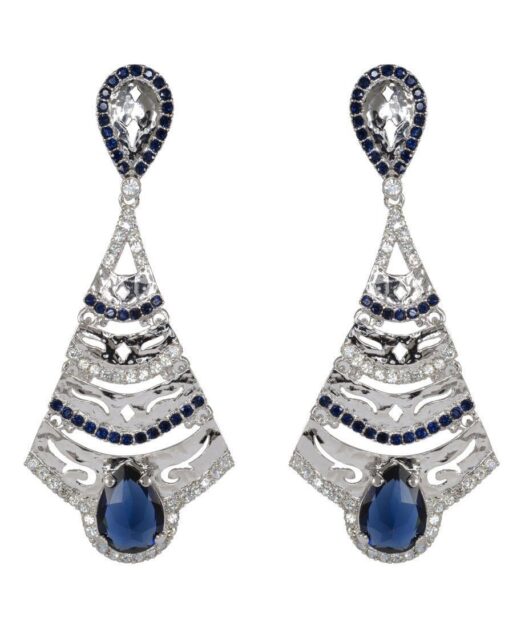 Pendientes etruscos con cristales azules de plata de primera ley rodinada