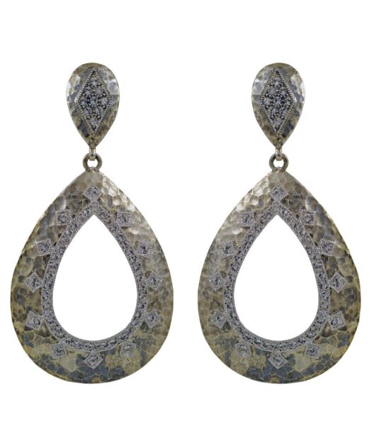 Pendientes etruscos con forma ovalada de plata de ley con Swarovski Elements