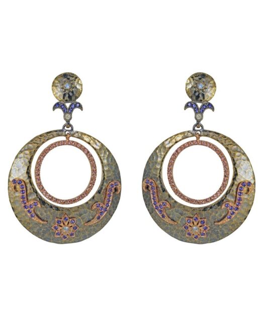 Pendientes etruscos de aro grande en plata de ley con Swarovski