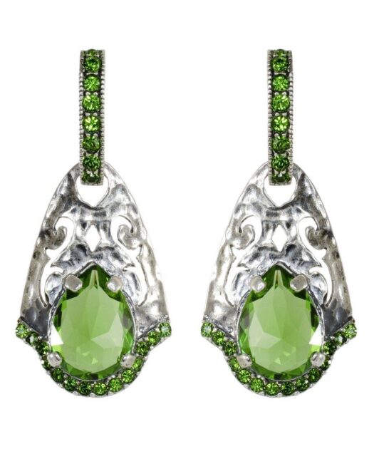Pendientes etruscos en tonos verdes de plata rodinada con Swarovski Elements