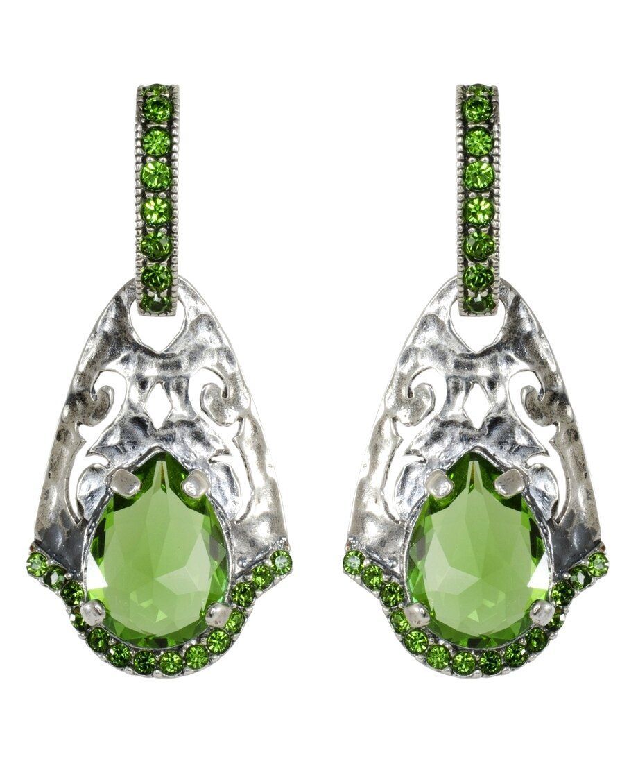 Pendientes etruscos en tonos verdes de plata rodinada con Swarovski Elements Pendientes etruscos en tonos verdes de plata rodinada con Swarovski Elements