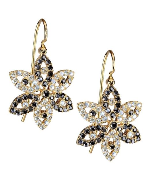Pendientes flor de agua dorados de plata con cristales Swarovski