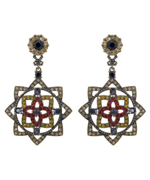 Pendientes formar geométricas multicolor de plata con cristal Swarovski