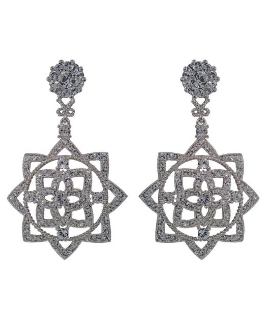 Pendientes formas geométricas plata rodinada con Swarovski Elements brillantes