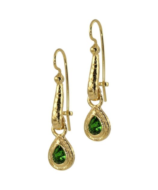 Pendientes gancho cerrado dorados Swarovski de color verde