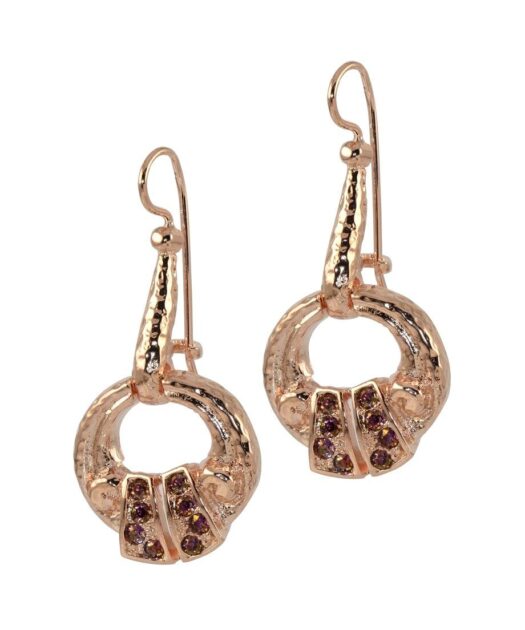 Pendientes gancho cerrado plata oro rosa con cristales Swarovski
