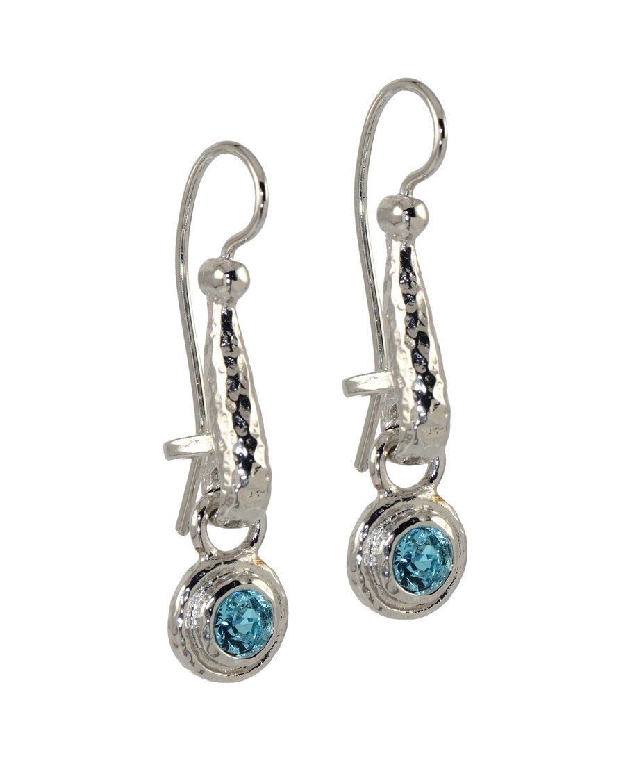 Pendientes gancho cerrado plata rodinada con cristales azules