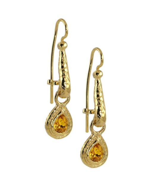 Pendientes gancho cerrados plata dorada con cristales Swarovski amarillos