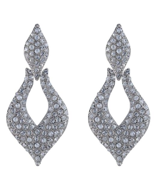 Pendientes grandes articulados de plata rodinada con Swarovski Elements