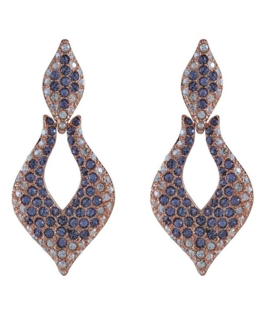 Pendientes grandes articulados oro rosa de plata con Swarovski Elements