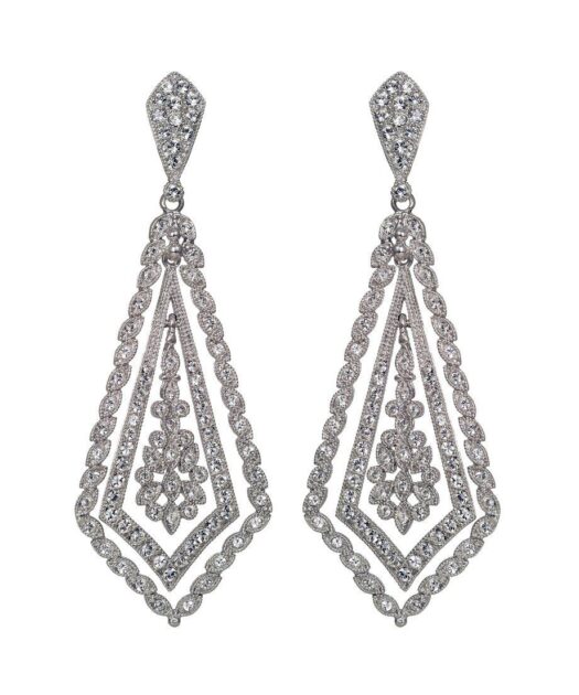 Pendientes grandes clásicos con cristales Swarovski de plata de ley rodinada