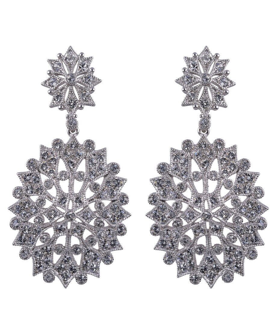 Pendientes grandes copos nieve plata rodinada con cristal Swarovski Pendientes grandes copos nieve plata rodinada con cristal Swarovski