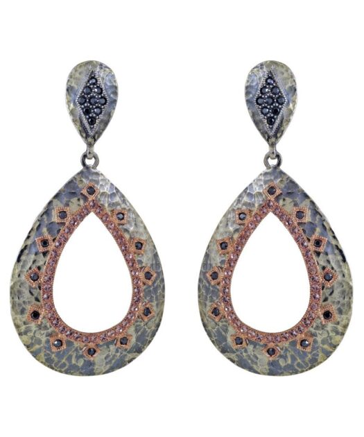 Pendientes grandes etruscos de plata de ley con cristales Swarovski