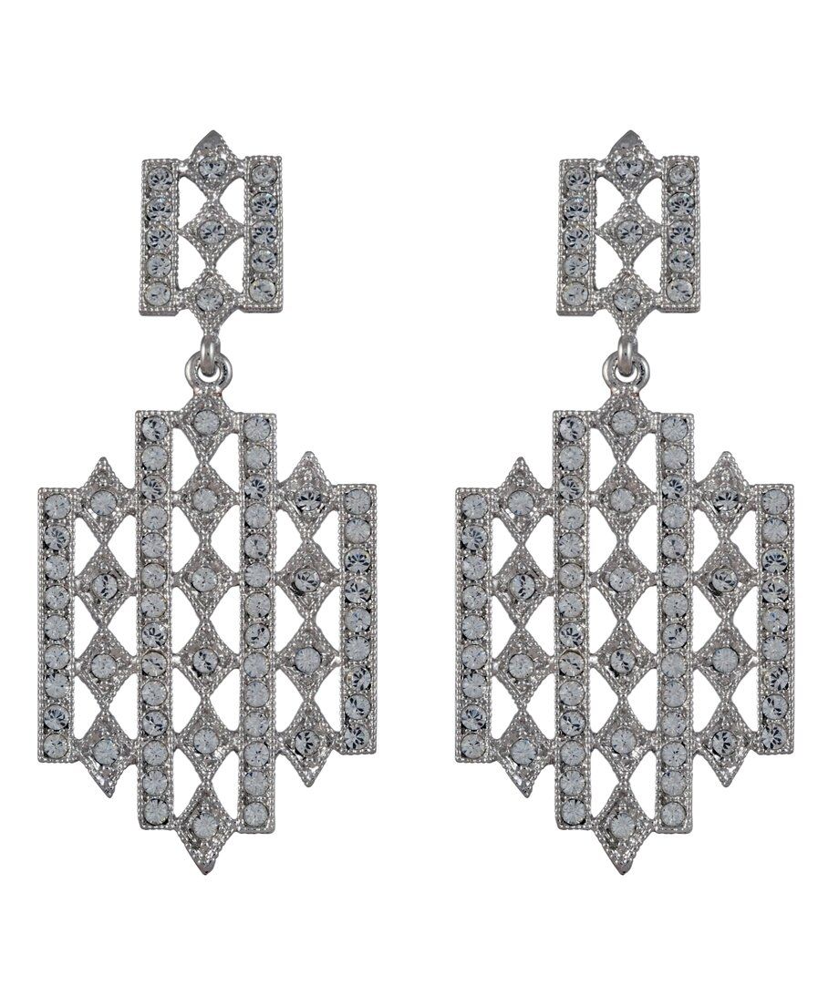 Pendientes grandes novia vintage con cristal Swarovski de plata rodinada Pendientes grandes novia vintage con cristal Swarovski de plata rodinada