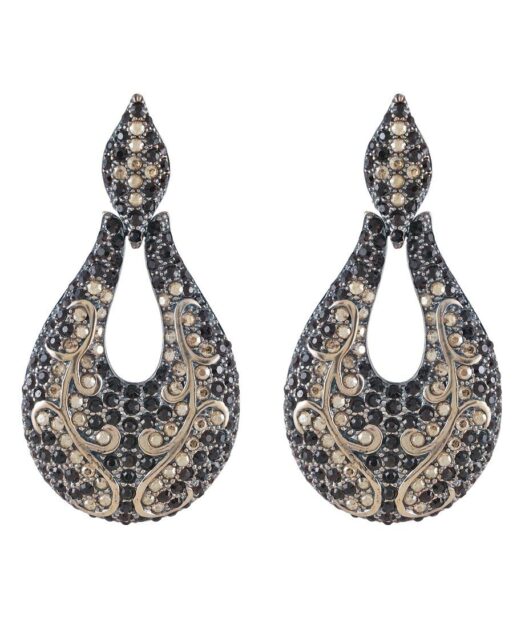 Pendientes grandes oro vintage de plata con cristales Swarovski