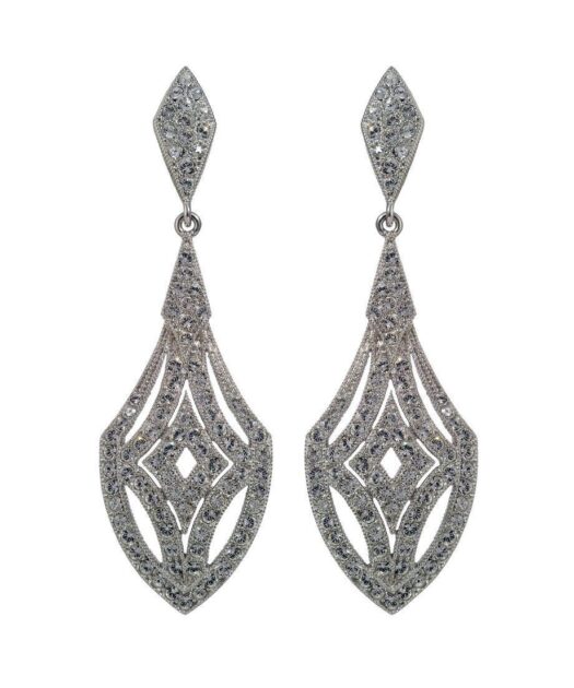 Pendientes grandes para novia de plata de ley con Swarovski Elements