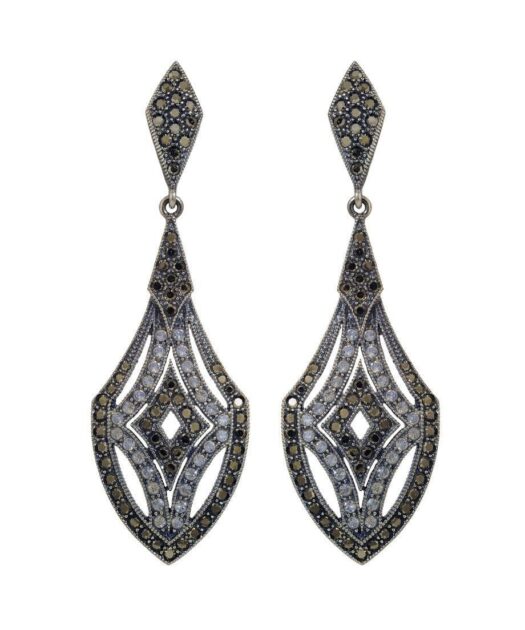Pendientes grandes plata envejecida con Swarovski Elements de varios colores
