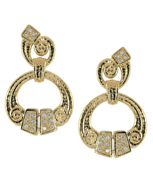 Pendientes grandes plata oro amarillo con cristales de color blanco