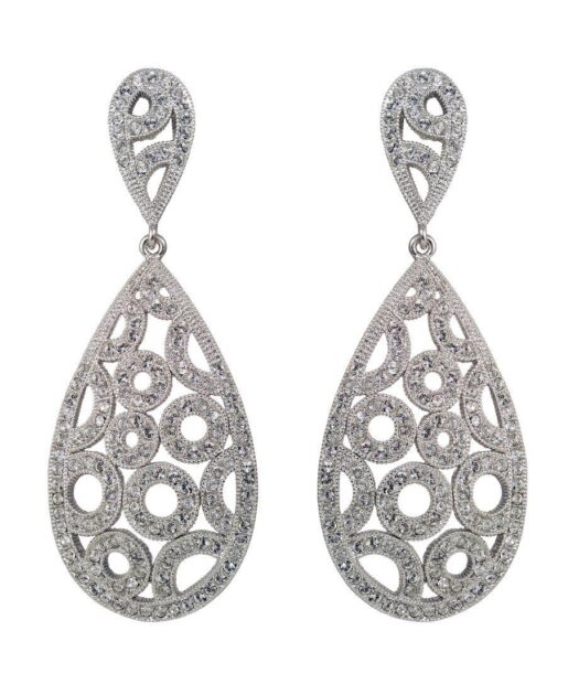 Pendientes grandes plata rodinada con cristales Swarovski brillantes