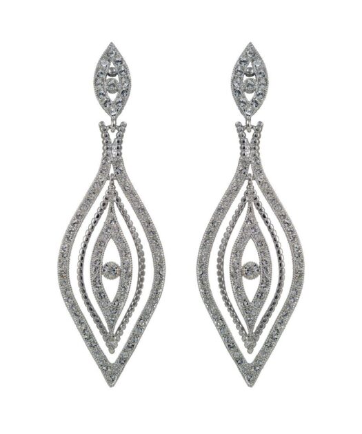 Pendientes grandes Swarovski Elements de plata bañada en rodio
