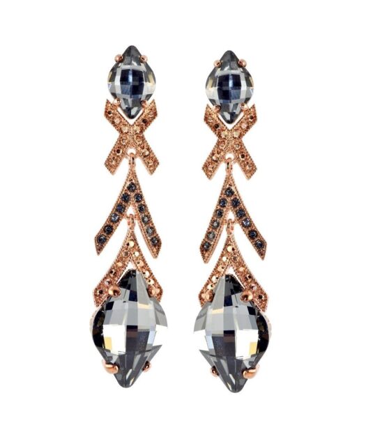 Pendientes grises y rosas de plata de ley con cristales Swarovski