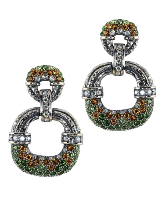 Pendientes largos aro grande plata con Swarovski Elements