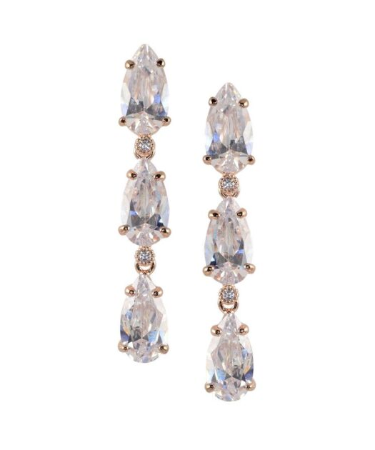 Pendientes largos circonitas blancas en plata de ley