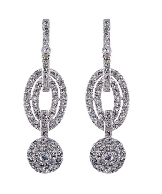 Pendientes largos con formas circulares de plata de ley rodinada