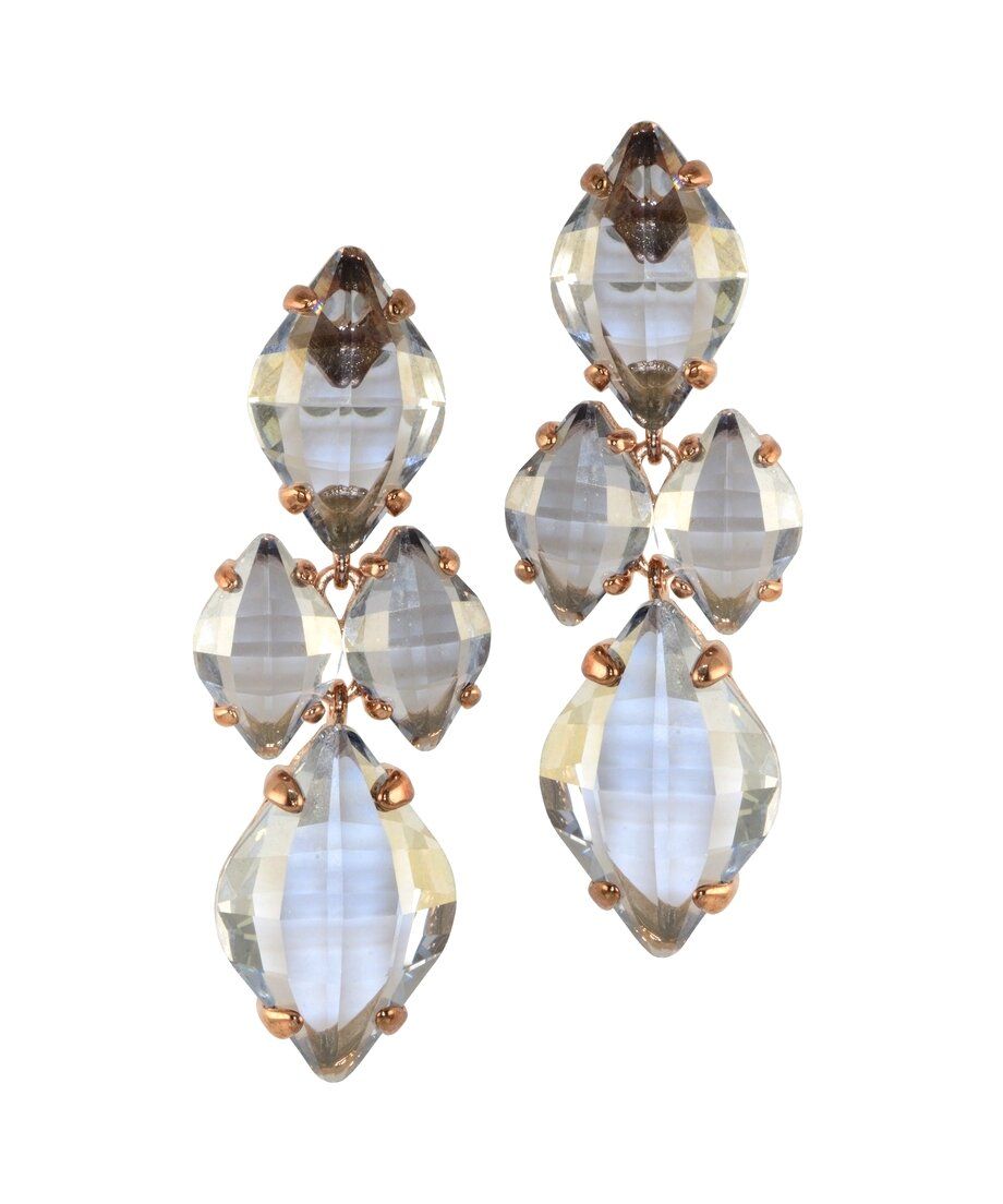 Pendientes largos facetados dorados de plata bañada en oro amarillo Pendientes largos facetados dorados de plata bañada en oro amarillo