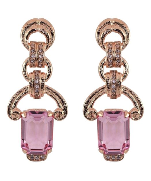 Pendientes largos plata oro rosa con cristales Swarovski