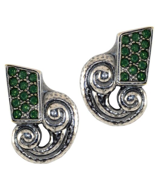 Pendientes martelé plata cristales Swarovski en tonos verdes