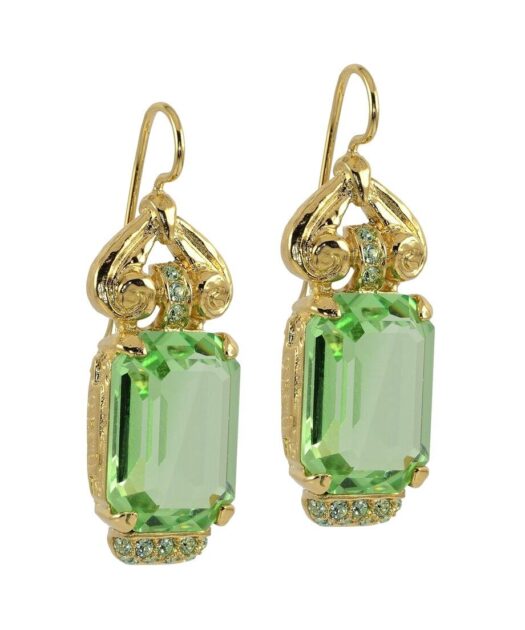Pendientes martelé verdes de plata bañada en oro amarillo
