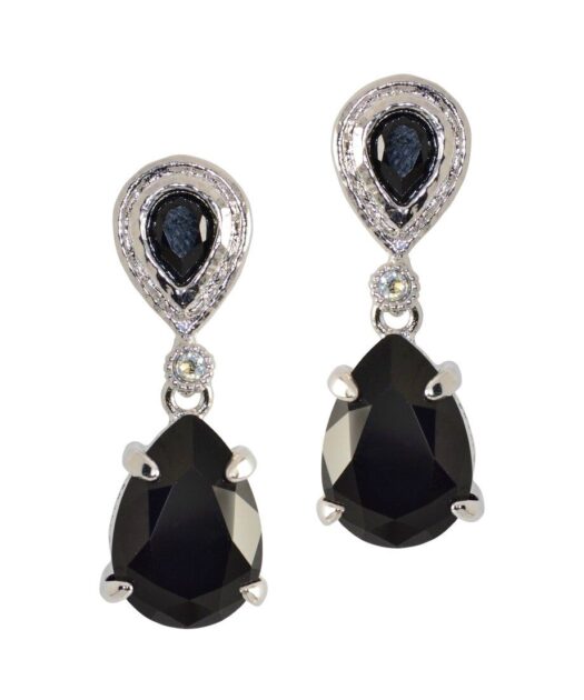Pendientes negros plata con cristales Swarovski