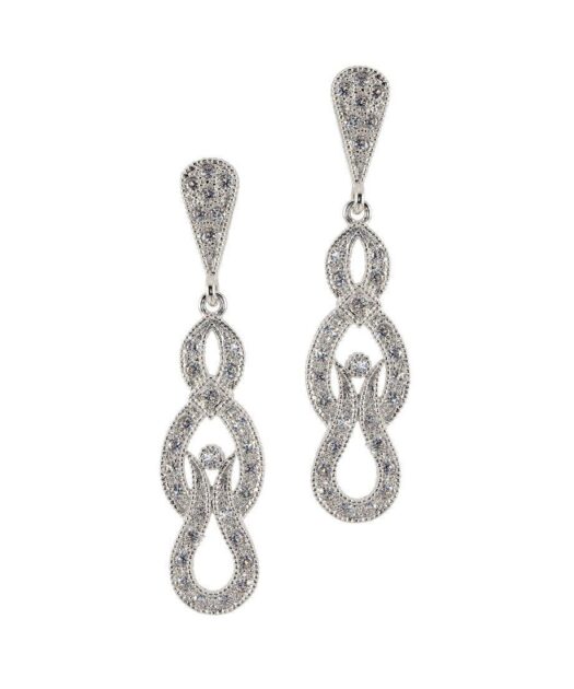 Pendientes novia clásicos plata rodinada con cierre de presión y cristales Swarovski