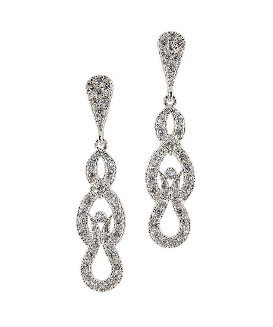 Pendientes novia clásicos plata rodinada con cierre de presión y cristales Swarovski Pendientes novia clásicos plata rodinada con cierre de presión y cristales Swarovski