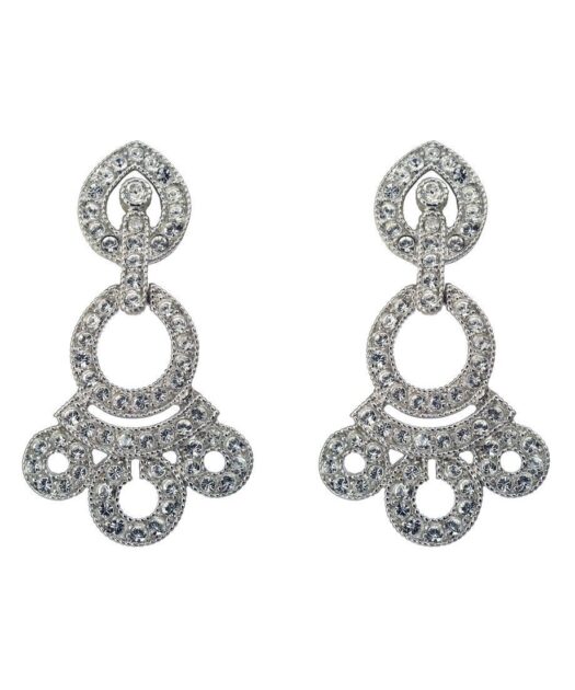 Pendientes novia con círculos con cristales Swarovski de plata de ley