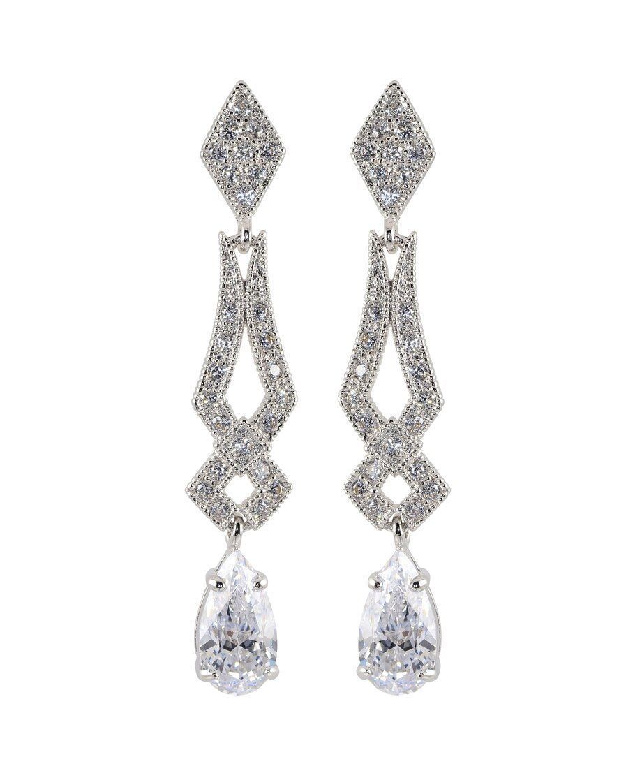 Pendientes novia de lágrima en plata rodinada con Swarovski Elements Pendientes novia de lágrima en plata rodinada con Swarovski Elements