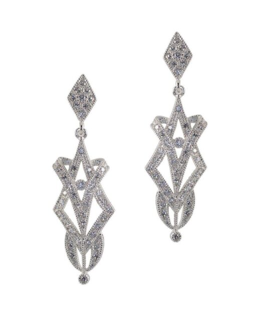 Pendientes novia lazo de plata bañada en rodio con Swarovski Elements