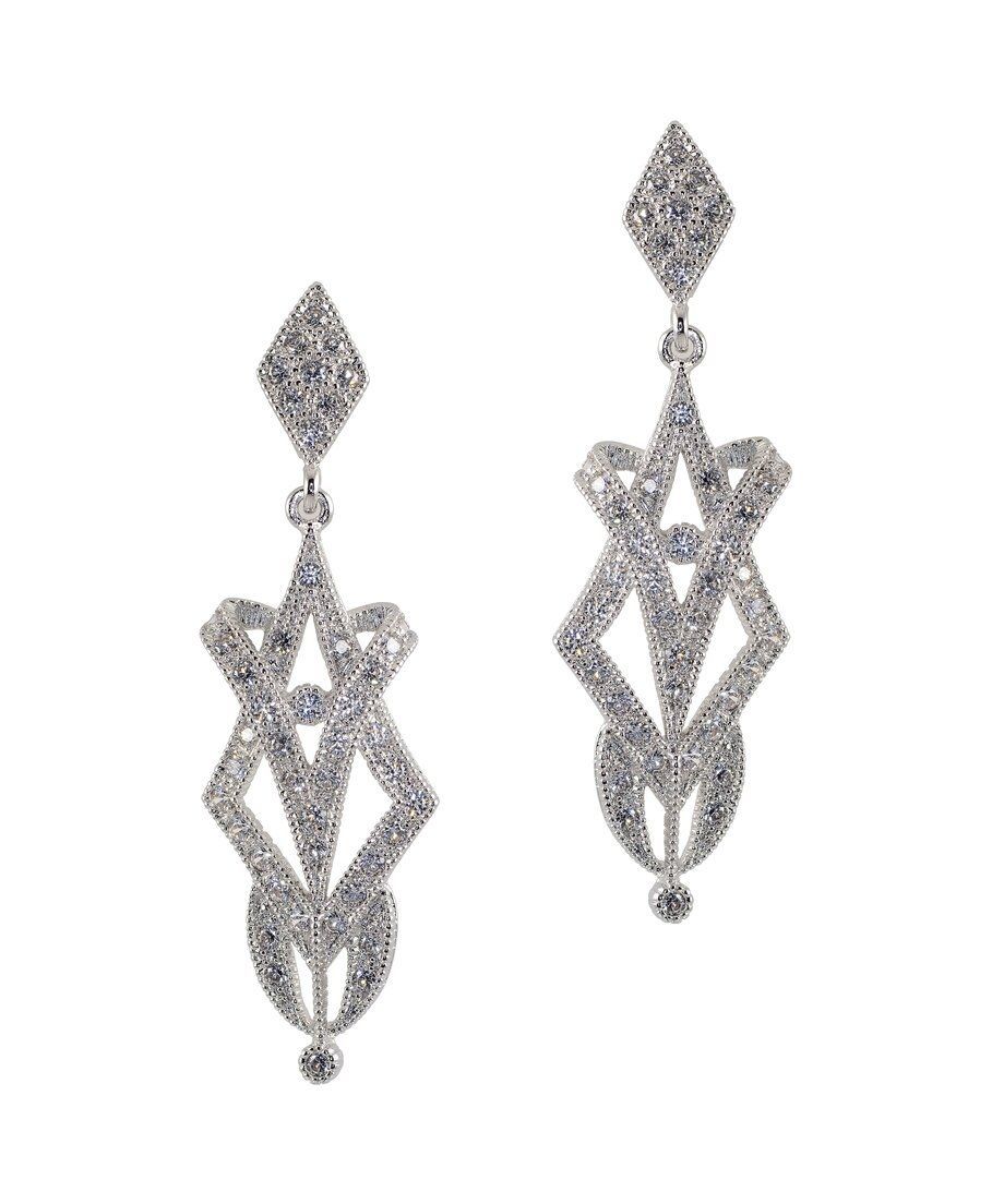 Pendientes novia lazo de plata bañada en rodio con Swarovski Elements Pendientes novia lazo de plata bañada en rodio con Swarovski Elements