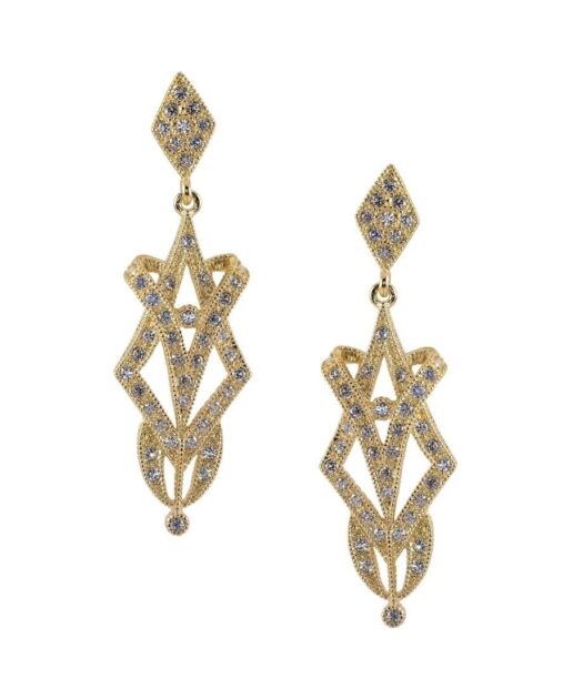 Pendientes novia oro amarillo de plata de ley con cristales Swarovski