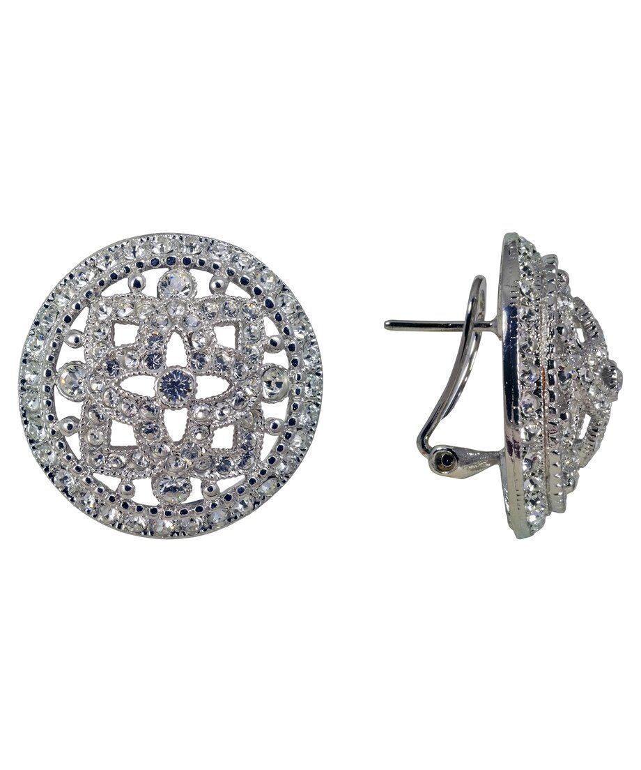 Pendientes omega círculo brillante de plata de ley rodinada con Swarovski Elements Pendientes omega círculo brillante de plata de ley rodinada con Swarovski Elements