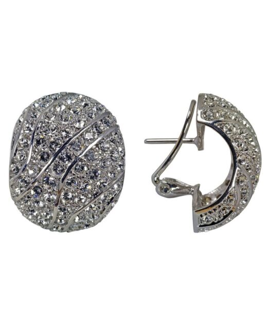 Pendientes omega cristal brillante Swarovski en plata de ley rodinada