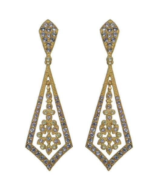 Pendientes oro amarillo clásicos de plata de ley con Swarovski Elements