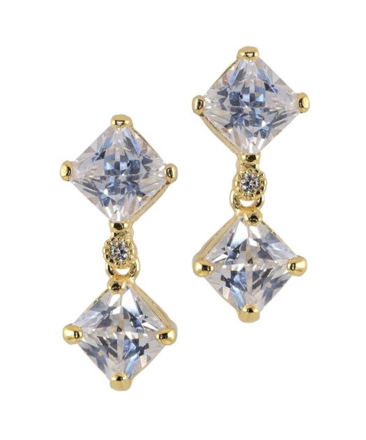 Pendientes oro amarillo y circonitas de plata de primera ley