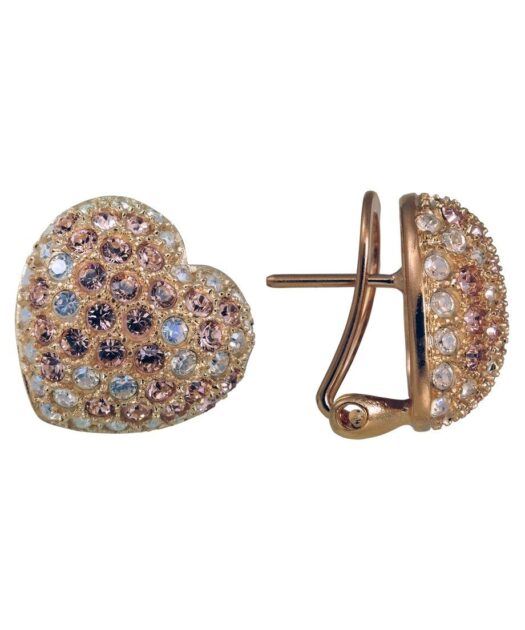 Pendientes oro forma de corazón con base de plata
