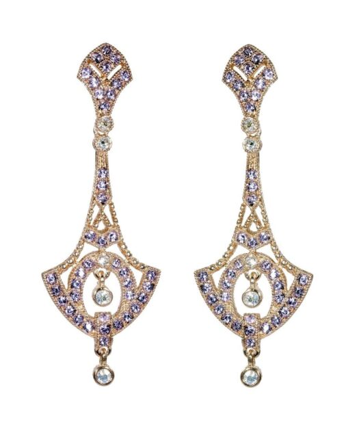 Pendientes oro rosa estilo vintage de plata con Swarovski Elements